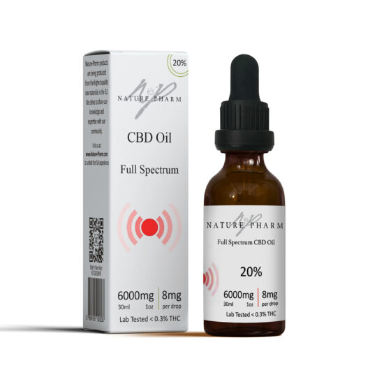 שמן CBD פול ספקטרום (20%) עם 6000 מ"ג סיבידי של Nature Pharm